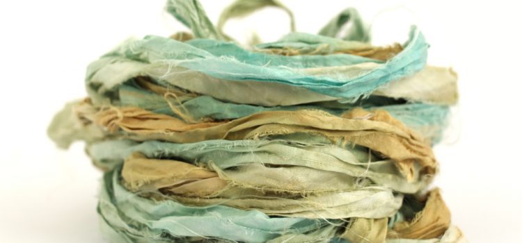 Recycled Sari Silk Ribbon in shade Sandy Toes