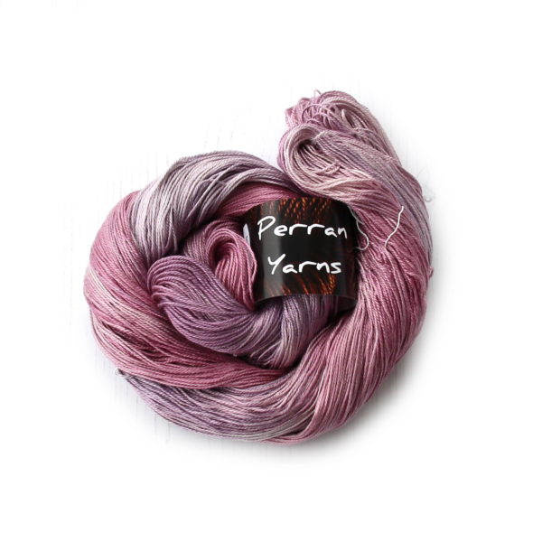 4ply silk seacell yarn in shade Blackcurrant Sorbet
