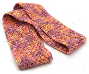 No Fuss easy crochet Cowl in colourway Sunset Party, looped