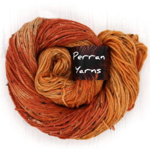 Aran Fleck yarn hand dyed in shade Burnished Orange