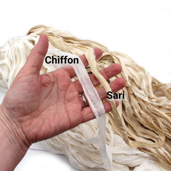 Recycled chiffon ribbon and recycled sari silk ribbon