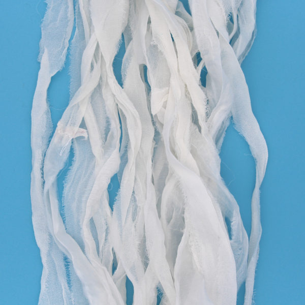 White sheer recycled chiffon ribbon