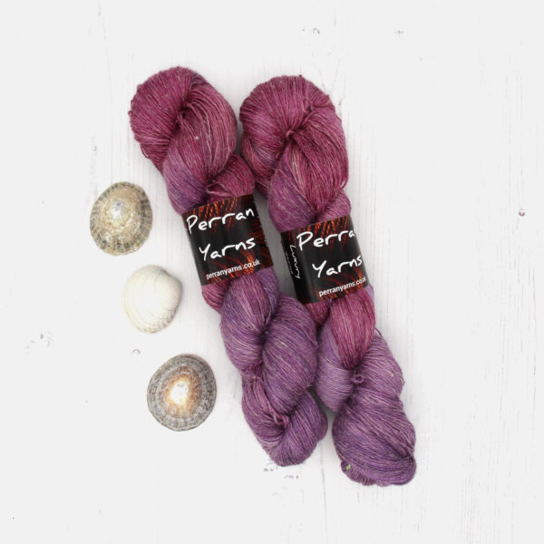 Lace Egyptian yarn in hand dyed colourway Blackcurrant Sorbet